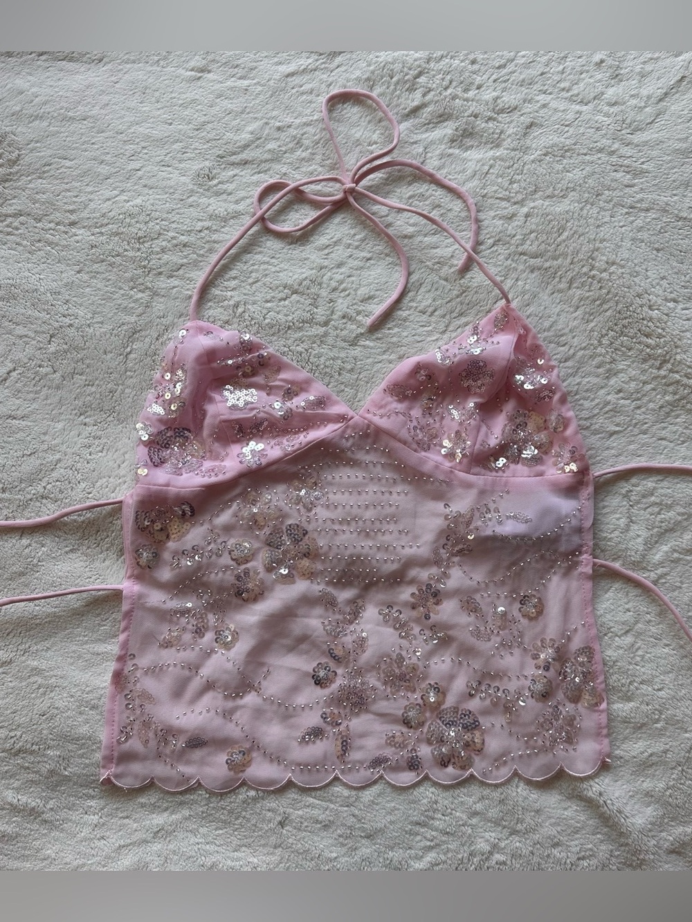 Edikted Light Pink Spaghetti Strap Backless Top